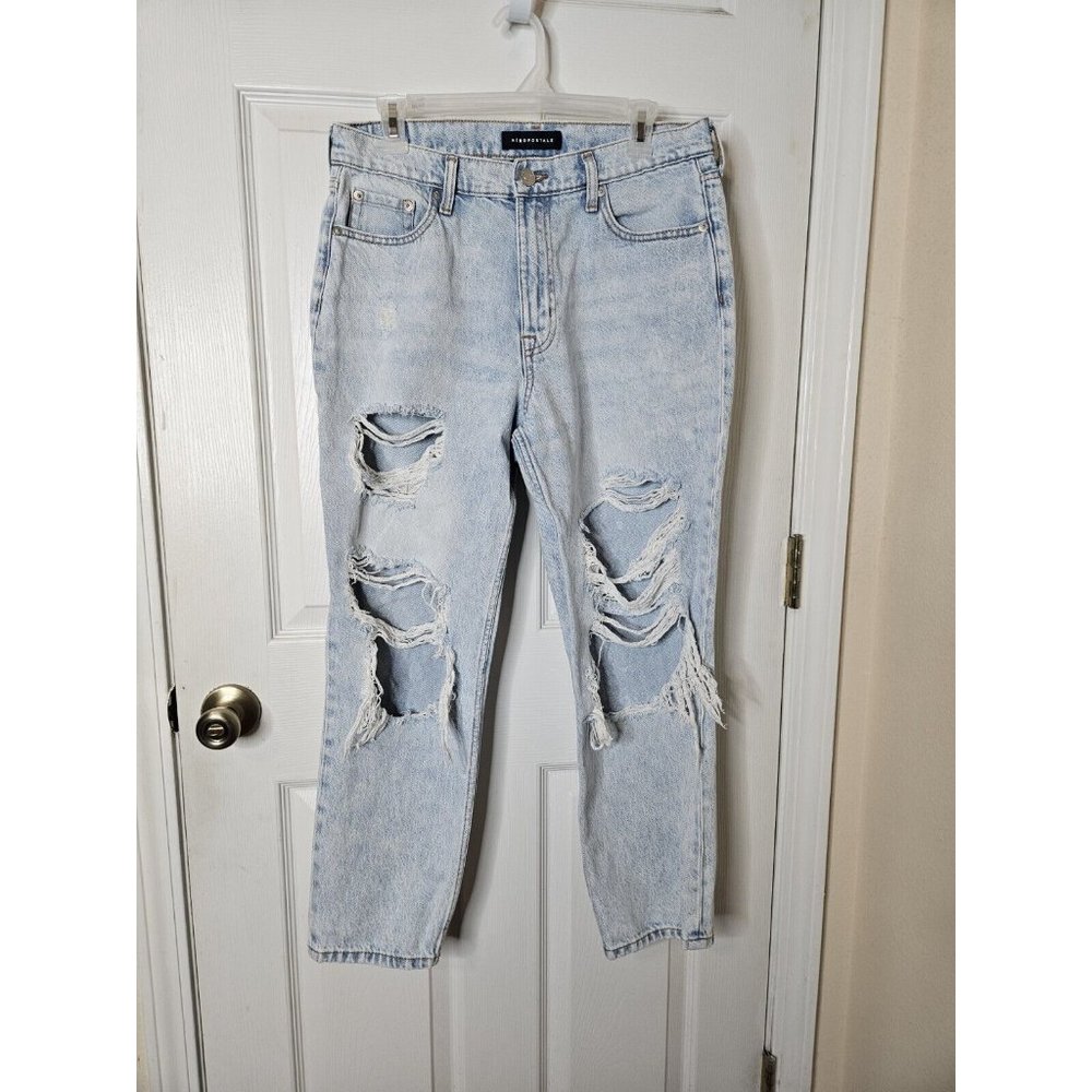 American Eagle Outfitters & AEROPOSTALE Mom Jeans 10x28 Distressed Light Wash